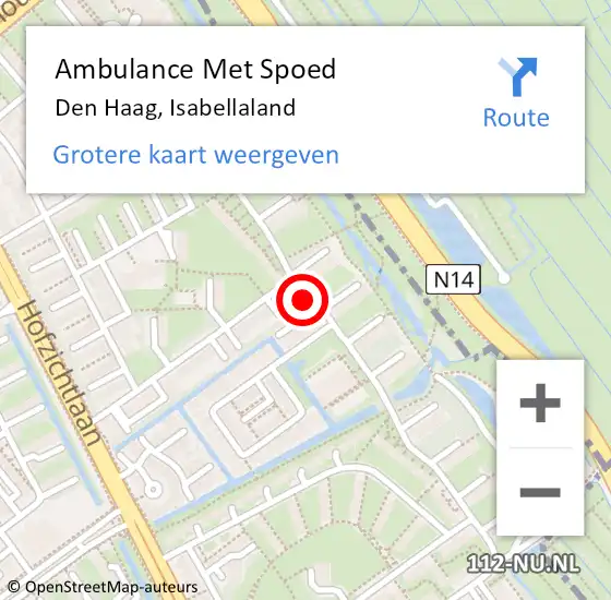 Locatie op kaart van de 112 melding: Ambulance Met Spoed Naar Den Haag, Isabellaland op 22 februari 2018 10:11