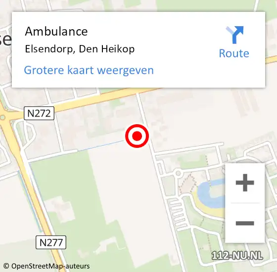 Locatie op kaart van de 112 melding: Ambulance Elsendorp, Den Heikop op 22 februari 2018 10:19