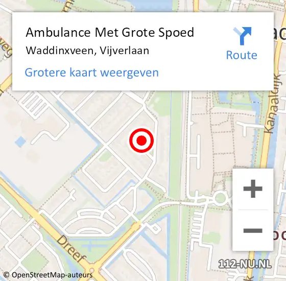 Locatie op kaart van de 112 melding: Ambulance Met Grote Spoed Naar Waddinxveen, Vijverlaan op 22 februari 2018 10:31