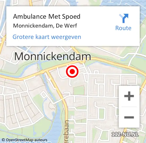 Locatie op kaart van de 112 melding: Ambulance Met Spoed Naar Monnickendam, De Werf op 22 februari 2018 10:41