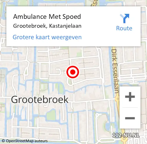 Locatie op kaart van de 112 melding: Ambulance Met Spoed Naar Grootebroek, Kastanjelaan op 22 februari 2018 10:41