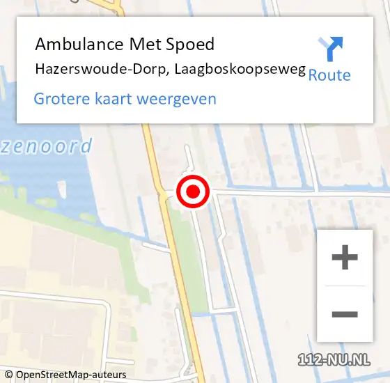 Locatie op kaart van de 112 melding: Ambulance Met Spoed Naar Hazerswoude-Dorp, Laagboskoopseweg op 22 februari 2018 11:08