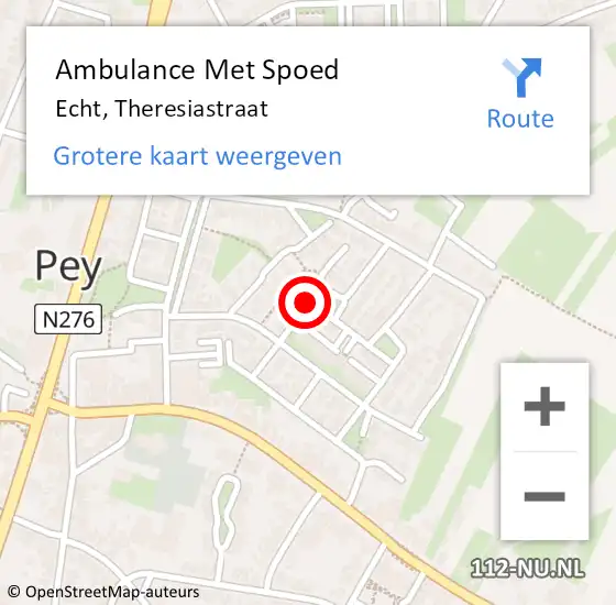 Locatie op kaart van de 112 melding: Ambulance Met Spoed Naar Echt, Theresiastraat op 22 februari 2018 11:09