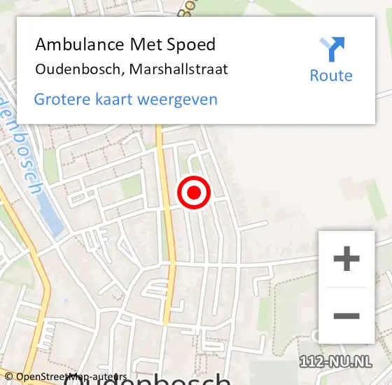 Locatie op kaart van de 112 melding: Ambulance Met Spoed Naar Oudenbosch, Marshallstraat op 17 februari 2014 07:11