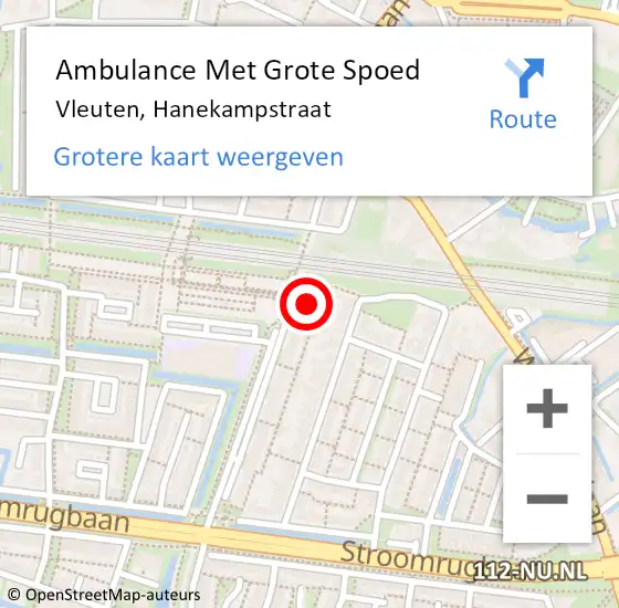 Locatie op kaart van de 112 melding: Ambulance Met Grote Spoed Naar Vleuten, Hanekampstraat op 22 februari 2018 11:54