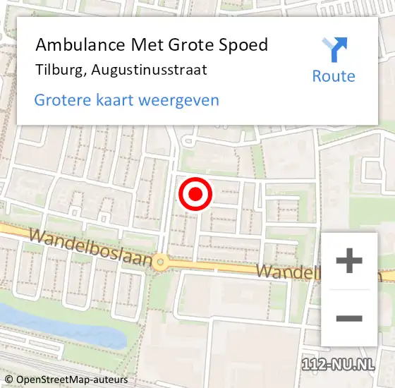 Locatie op kaart van de 112 melding: Ambulance Met Grote Spoed Naar Tilburg, Augustinusstraat op 22 februari 2018 12:23