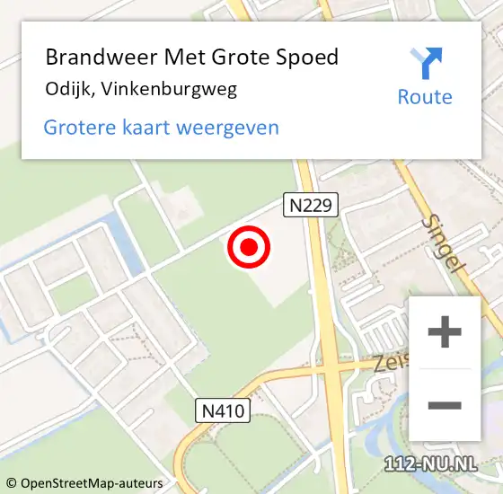 Locatie op kaart van de 112 melding: Brandweer Met Grote Spoed Naar Odijk, Vinkenburgweg op 22 februari 2018 12:46