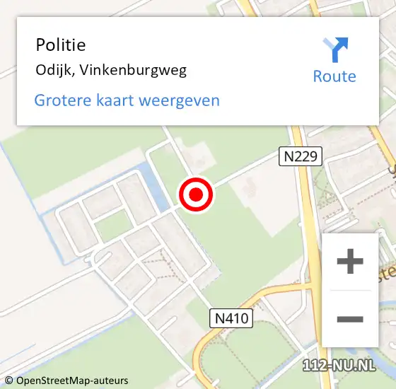 Locatie op kaart van de 112 melding: Politie Odijk, Vinkenburgweg op 22 februari 2018 12:50