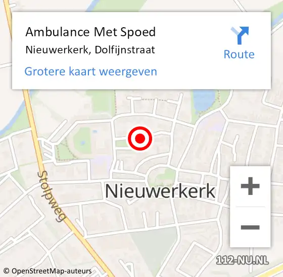 Locatie op kaart van de 112 melding: Ambulance Met Spoed Naar Nieuwerkerk, Dolfijnstraat op 22 februari 2018 12:50