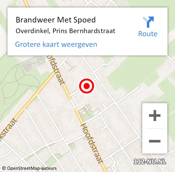 Locatie op kaart van de 112 melding: Brandweer Met Spoed Naar Overdinkel, Prins Bernhardstraat op 22 februari 2018 13:20