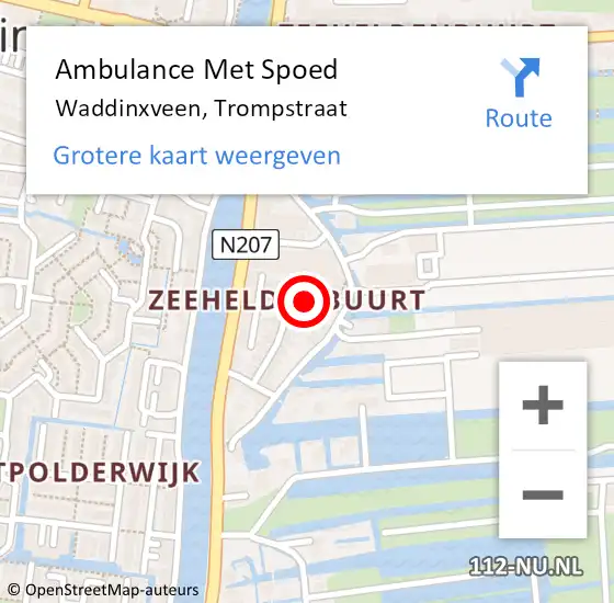 Locatie op kaart van de 112 melding: Ambulance Met Spoed Naar Waddinxveen, Trompstraat op 22 februari 2018 13:21