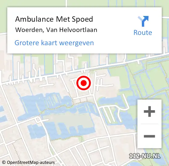 Locatie op kaart van de 112 melding: Ambulance Met Spoed Naar Woerden, Van Helvoortlaan op 22 februari 2018 13:59