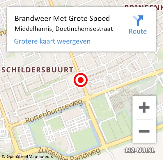 Locatie op kaart van de 112 melding: Brandweer Met Grote Spoed Naar Middelharnis, Doetinchemsestraat op 22 februari 2018 14:13