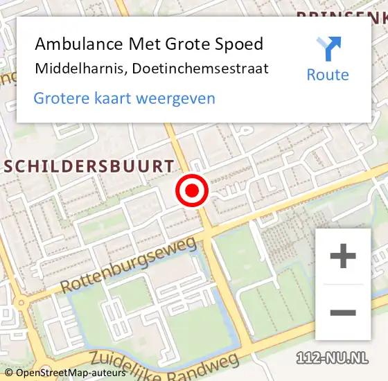 Locatie op kaart van de 112 melding: Ambulance Met Grote Spoed Naar Middelharnis, Doetinchemsestraat op 22 februari 2018 14:16