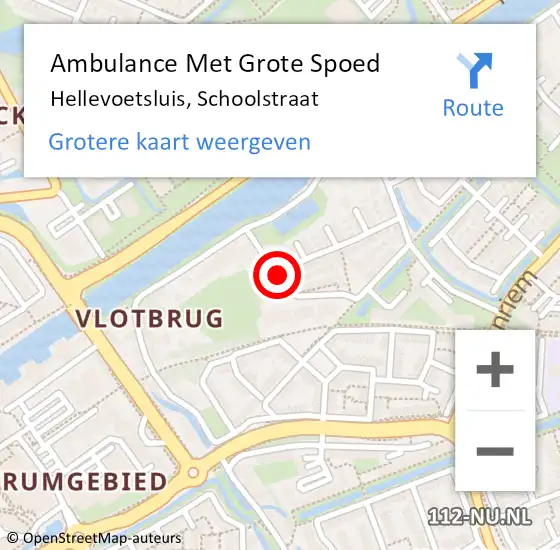 Locatie op kaart van de 112 melding: Ambulance Met Grote Spoed Naar Hellevoetsluis, Schoolstraat op 22 februari 2018 14:31