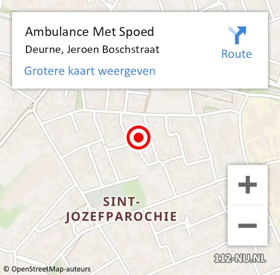 Locatie op kaart van de 112 melding: Ambulance Met Spoed Naar Deurne, Jeroen Boschstraat op 22 februari 2018 14:37