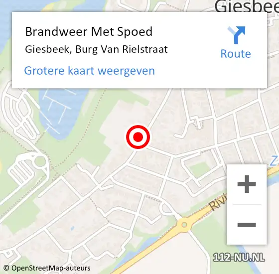 Locatie op kaart van de 112 melding: Brandweer Met Spoed Naar Giesbeek, Burg Van Rielstraat op 22 februari 2018 14:42