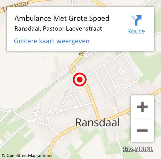 Locatie op kaart van de 112 melding: Ambulance Met Grote Spoed Naar Ransdaal, Pastoor Laevenstraat op 17 februari 2014 07:49