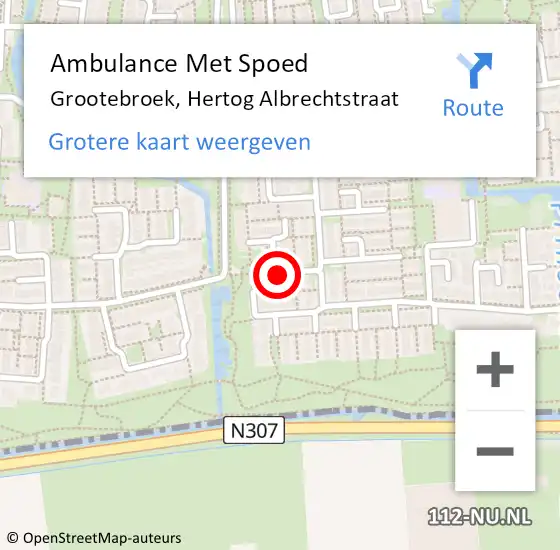 Locatie op kaart van de 112 melding: Ambulance Met Spoed Naar Grootebroek, Hertog Albrechtstraat op 22 februari 2018 15:18