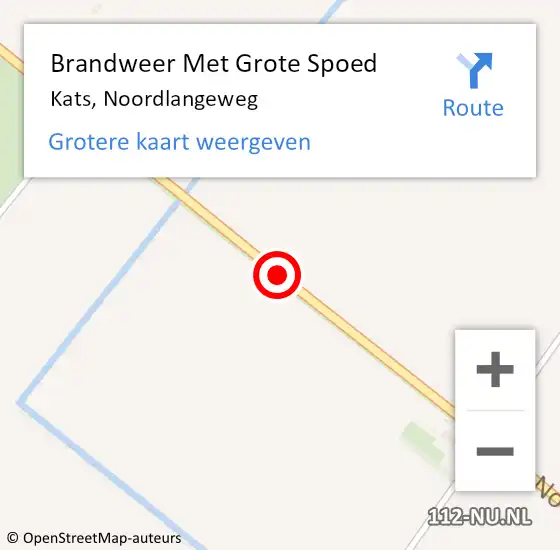 Locatie op kaart van de 112 melding: Brandweer Met Grote Spoed Naar Kats, Noordlangeweg op 22 februari 2018 15:24