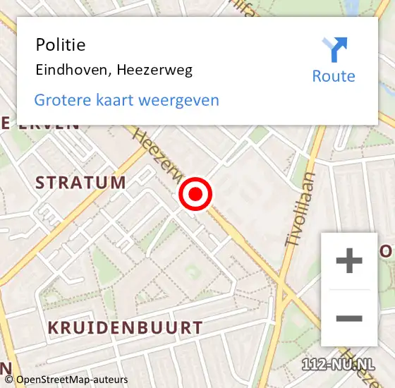 Locatie op kaart van de 112 melding: Politie Eindhoven, Heezerweg op 22 februari 2018 15:33