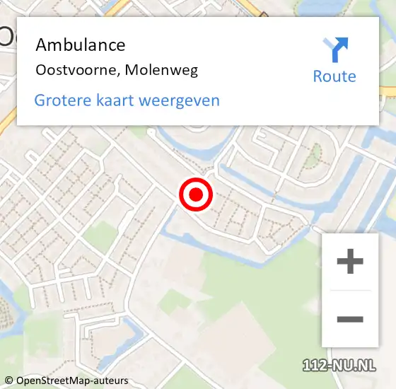 Locatie op kaart van de 112 melding: Ambulance Oostvoorne, Molenweg op 22 februari 2018 15:36