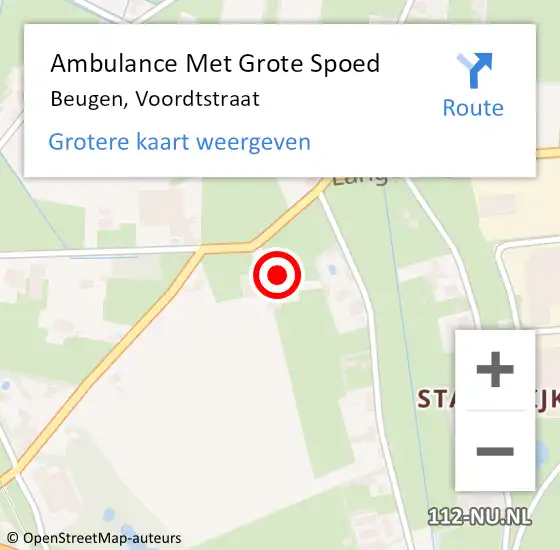 Locatie op kaart van de 112 melding: Ambulance Met Grote Spoed Naar Beugen, Voordtstraat op 22 februari 2018 16:06