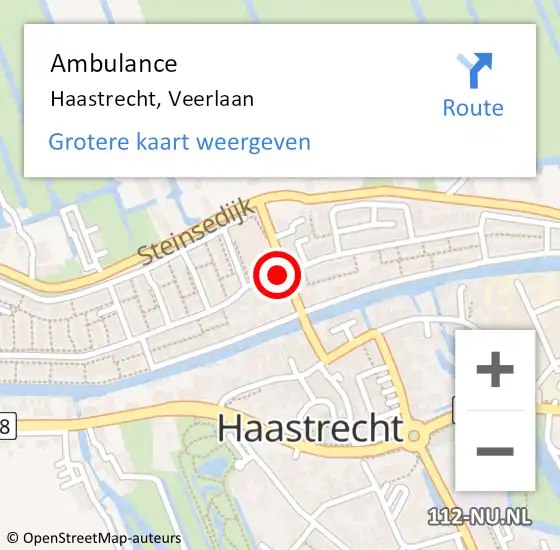 Locatie op kaart van de 112 melding: Ambulance Haastrecht, Veerlaan op 22 februari 2018 16:20