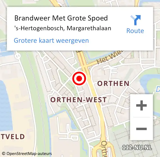 Locatie op kaart van de 112 melding: Brandweer Met Grote Spoed Naar 's-Hertogenbosch, Margarethalaan op 22 februari 2018 16:23