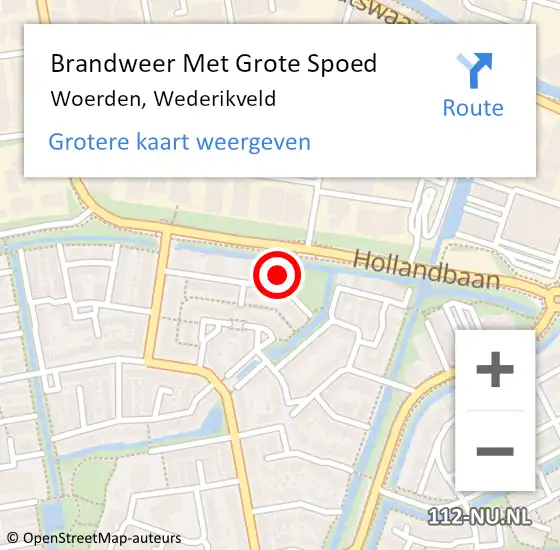 Locatie op kaart van de 112 melding: Brandweer Met Grote Spoed Naar Woerden, Wederikveld op 22 februari 2018 17:26