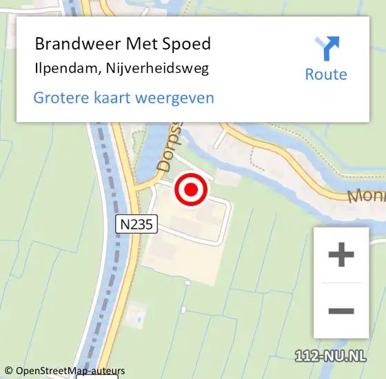 Locatie op kaart van de 112 melding: Brandweer Met Spoed Naar Ilpendam, Nijverheidsweg op 22 februari 2018 17:34