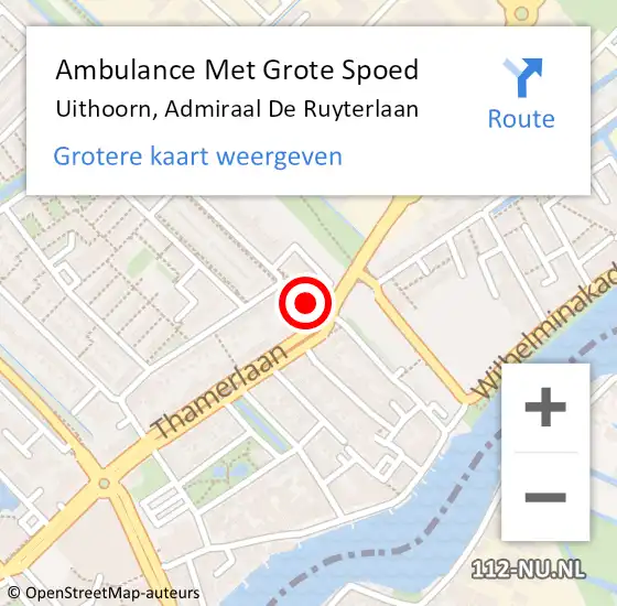 Locatie op kaart van de 112 melding: Ambulance Met Grote Spoed Naar Uithoorn, Admiraal De Ruyterlaan op 22 februari 2018 17:35
