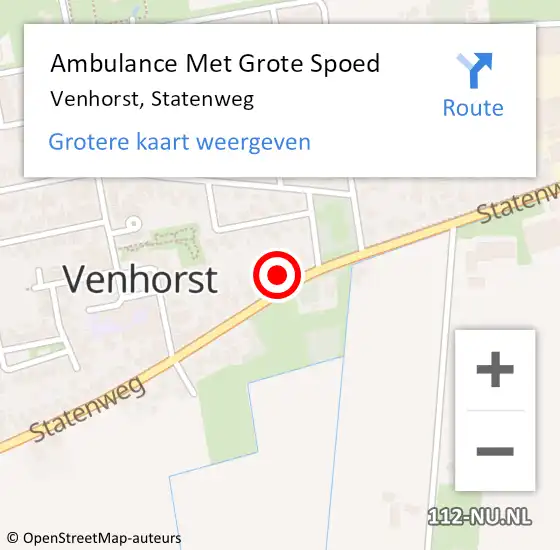 Locatie op kaart van de 112 melding: Ambulance Met Grote Spoed Naar Venhorst, Statenweg op 22 februari 2018 17:56