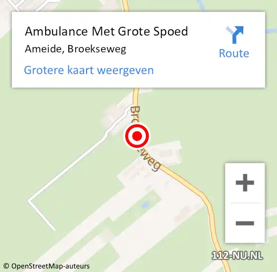 Locatie op kaart van de 112 melding: Ambulance Met Grote Spoed Naar Ameide, Broekseweg op 22 februari 2018 18:04