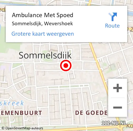 Locatie op kaart van de 112 melding: Ambulance Met Spoed Naar Sommelsdijk, Wevershoek op 22 februari 2018 18:07