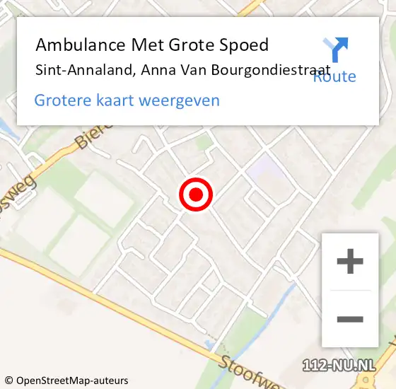 Locatie op kaart van de 112 melding: Ambulance Met Grote Spoed Naar Sint-Annaland, Anna Van Bourgondiestraat op 22 februari 2018 18:58