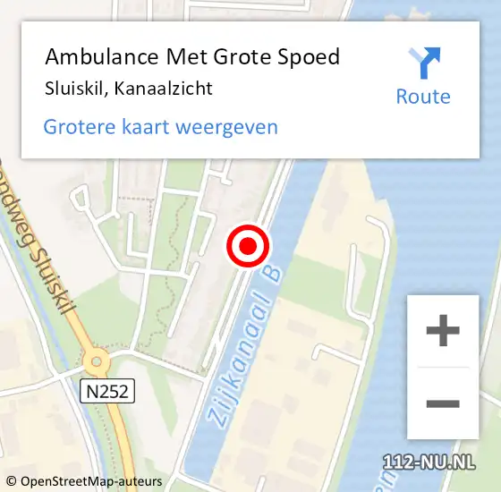 Locatie op kaart van de 112 melding: Ambulance Met Grote Spoed Naar Sluiskil, Kanaalzicht op 22 februari 2018 19:07