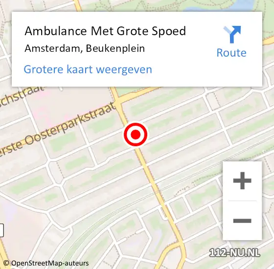Locatie op kaart van de 112 melding: Ambulance Met Grote Spoed Naar Amsterdam, Beukenplein op 22 februari 2018 19:24
