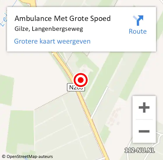 Locatie op kaart van de 112 melding: Ambulance Met Grote Spoed Naar Gilze, Langenbergseweg op 22 februari 2018 19:32