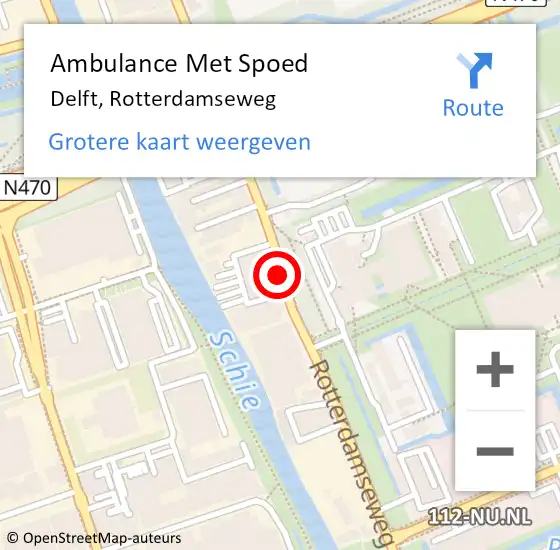 Locatie op kaart van de 112 melding: Ambulance Met Spoed Naar Delft, Rotterdamseweg op 22 februari 2018 20:21