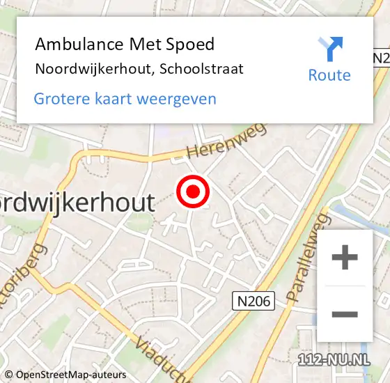 Locatie op kaart van de 112 melding: Ambulance Met Spoed Naar Noordwijkerhout, Schoolstraat op 22 februari 2018 20:50