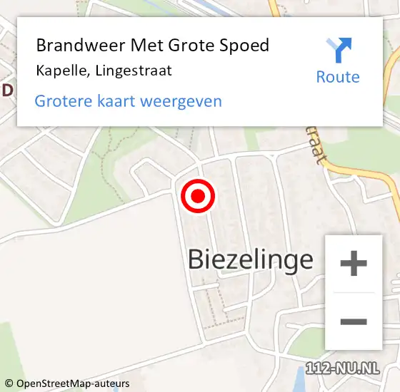 Locatie op kaart van de 112 melding: Brandweer Met Grote Spoed Naar Kapelle, Lingestraat op 17 februari 2014 08:26