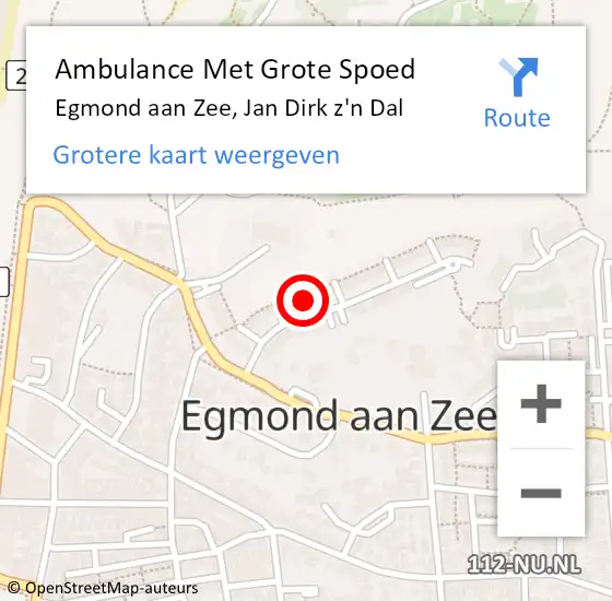 Locatie op kaart van de 112 melding: Ambulance Met Grote Spoed Naar Egmond aan Zee, Jan Dirk z'n Dal op 22 februari 2018 21:43