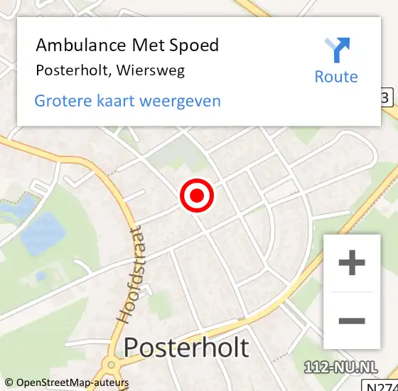 Locatie op kaart van de 112 melding: Ambulance Met Spoed Naar Posterholt, Wiersweg op 22 februari 2018 21:50