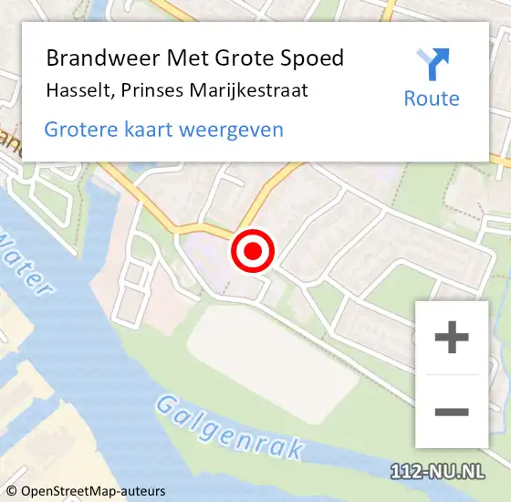 Locatie op kaart van de 112 melding: Brandweer Met Grote Spoed Naar Hasselt, Prinses Marijkestraat op 22 februari 2018 22:23