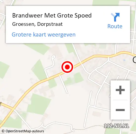 Locatie op kaart van de 112 melding: Brandweer Met Grote Spoed Naar Groessen, Dorpstraat op 22 februari 2018 22:24