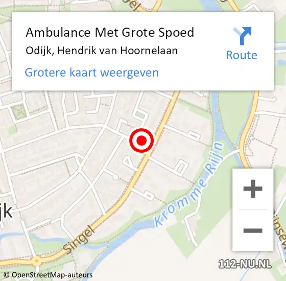 Locatie op kaart van de 112 melding: Ambulance Met Grote Spoed Naar Odijk, Hendrik van Hoornelaan op 22 februari 2018 22:31