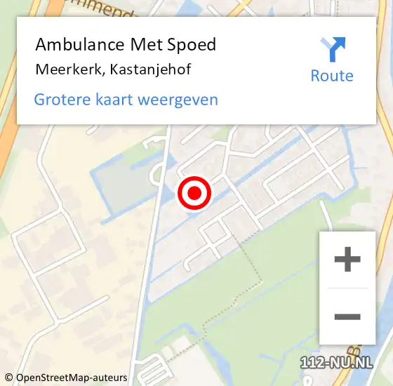 Locatie op kaart van de 112 melding: Ambulance Met Spoed Naar Meerkerk, Kastanjehof op 22 februari 2018 22:59