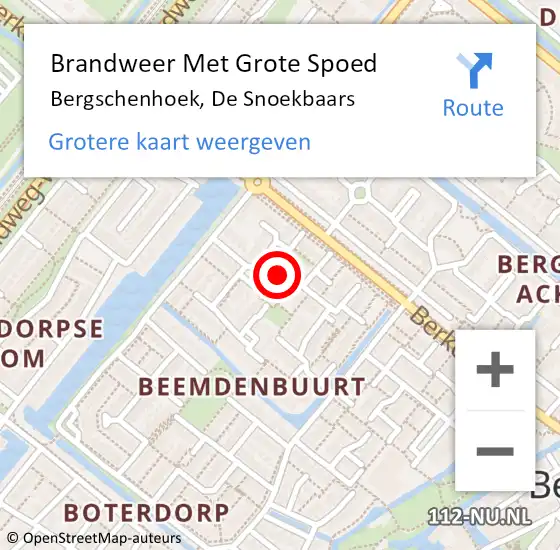 Locatie op kaart van de 112 melding: Brandweer Met Grote Spoed Naar Bergschenhoek, De Snoekbaars op 23 februari 2018 00:36