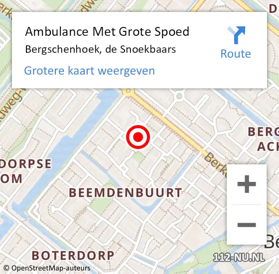 Locatie op kaart van de 112 melding: Ambulance Met Grote Spoed Naar Bergschenhoek, de Snoekbaars op 23 februari 2018 00:39